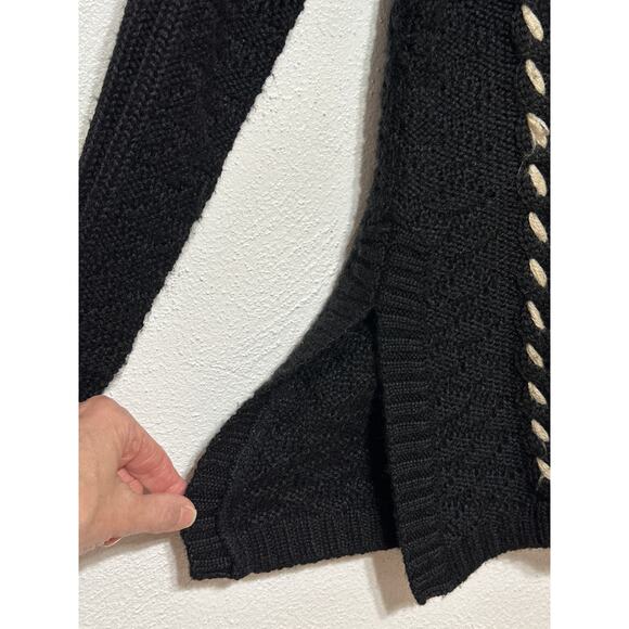 VTG Nils 1/4 Zip Tassel Sweater L Black Floral Design Winter Ski Lodge Cabin - Picture 4 of 15